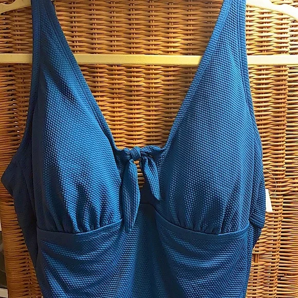 Kona Sol Blue Full Bathing Suit Size 14W - Picture 7 of 11